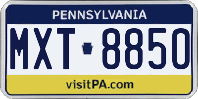 PA license plate MXT8850