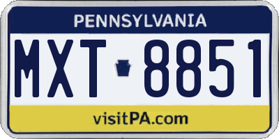PA license plate MXT8851