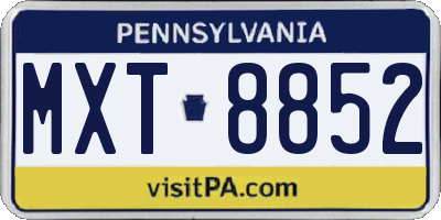 PA license plate MXT8852