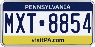 PA license plate MXT8854