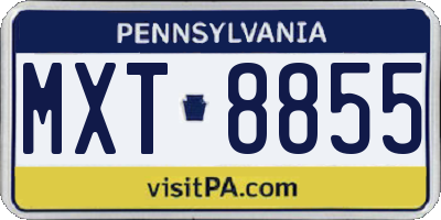 PA license plate MXT8855