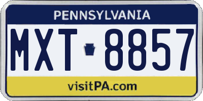 PA license plate MXT8857