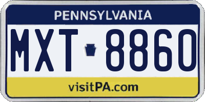 PA license plate MXT8860