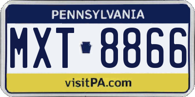 PA license plate MXT8866
