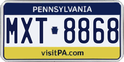 PA license plate MXT8868