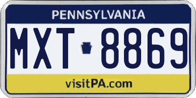 PA license plate MXT8869