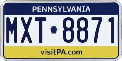 PA license plate MXT8871