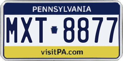 PA license plate MXT8877