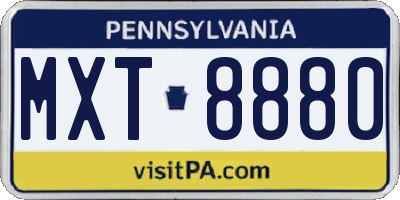 PA license plate MXT8880