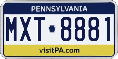 PA license plate MXT8881