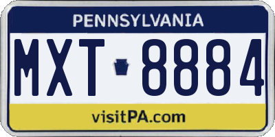 PA license plate MXT8884