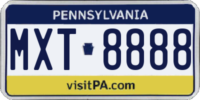 PA license plate MXT8888