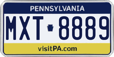 PA license plate MXT8889