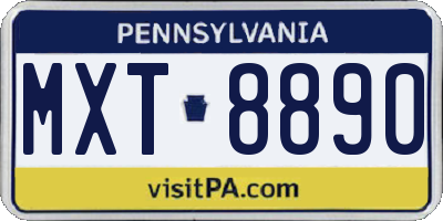 PA license plate MXT8890