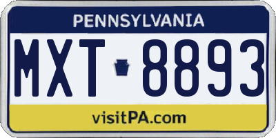 PA license plate MXT8893