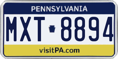 PA license plate MXT8894
