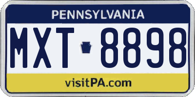 PA license plate MXT8898
