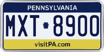PA license plate MXT8900