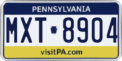 PA license plate MXT8904