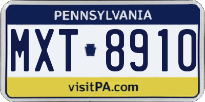 PA license plate MXT8910
