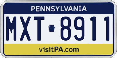 PA license plate MXT8911