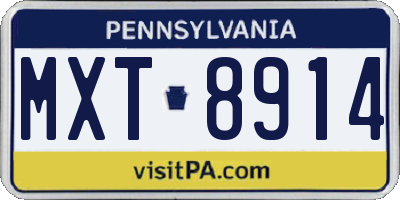 PA license plate MXT8914
