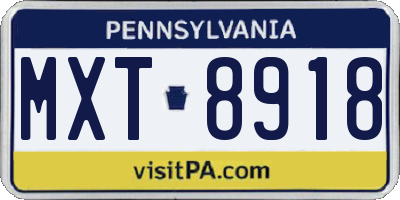 PA license plate MXT8918