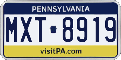 PA license plate MXT8919