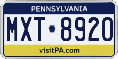 PA license plate MXT8920