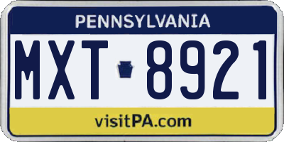 PA license plate MXT8921