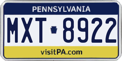 PA license plate MXT8922