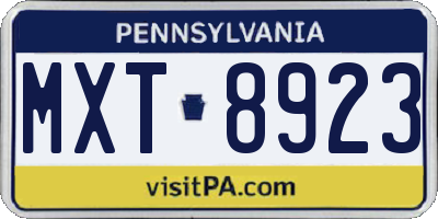 PA license plate MXT8923