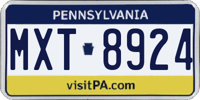 PA license plate MXT8924