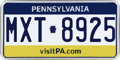 PA license plate MXT8925