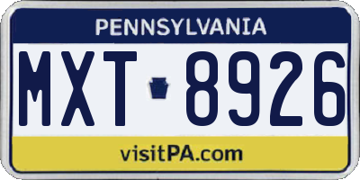 PA license plate MXT8926