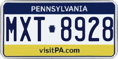 PA license plate MXT8928