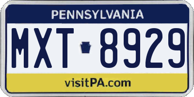 PA license plate MXT8929