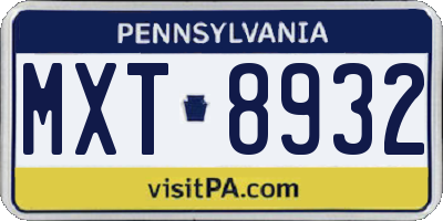 PA license plate MXT8932