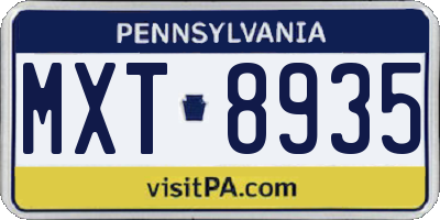 PA license plate MXT8935