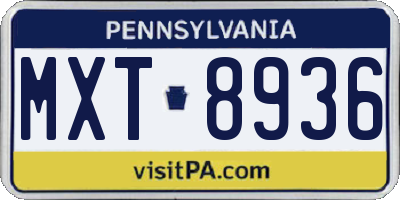 PA license plate MXT8936