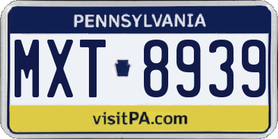 PA license plate MXT8939
