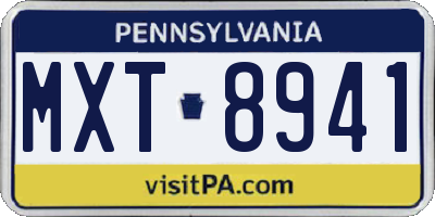 PA license plate MXT8941