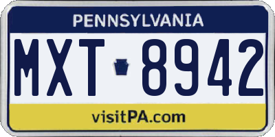 PA license plate MXT8942