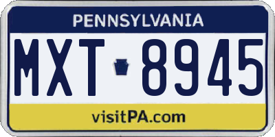 PA license plate MXT8945