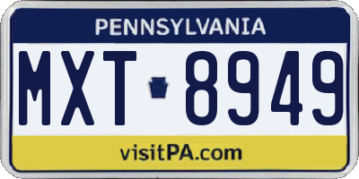 PA license plate MXT8949