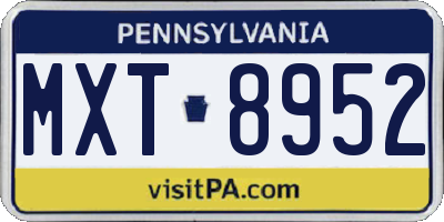 PA license plate MXT8952