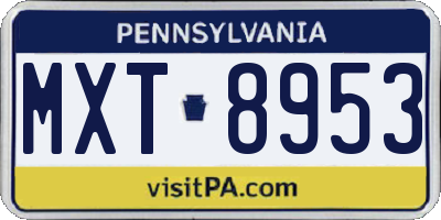 PA license plate MXT8953