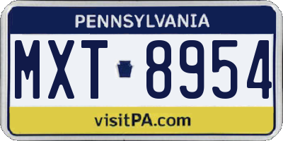 PA license plate MXT8954