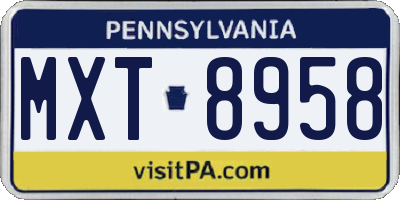 PA license plate MXT8958