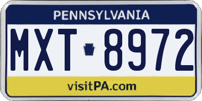 PA license plate MXT8972